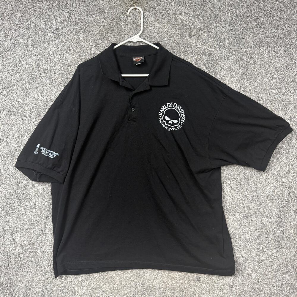 Harley Davidson Polo Shirt 3XL Skull Military Overseas Tour Motorcycle‎ Biker